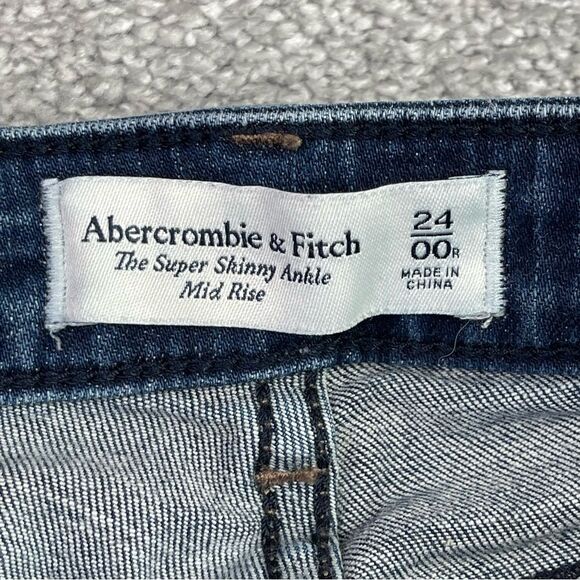 Abercrombie & Fitch Jeans Women's 24 Blue Skinny Mid-Rise Dark Denim - Picture 5 of 11